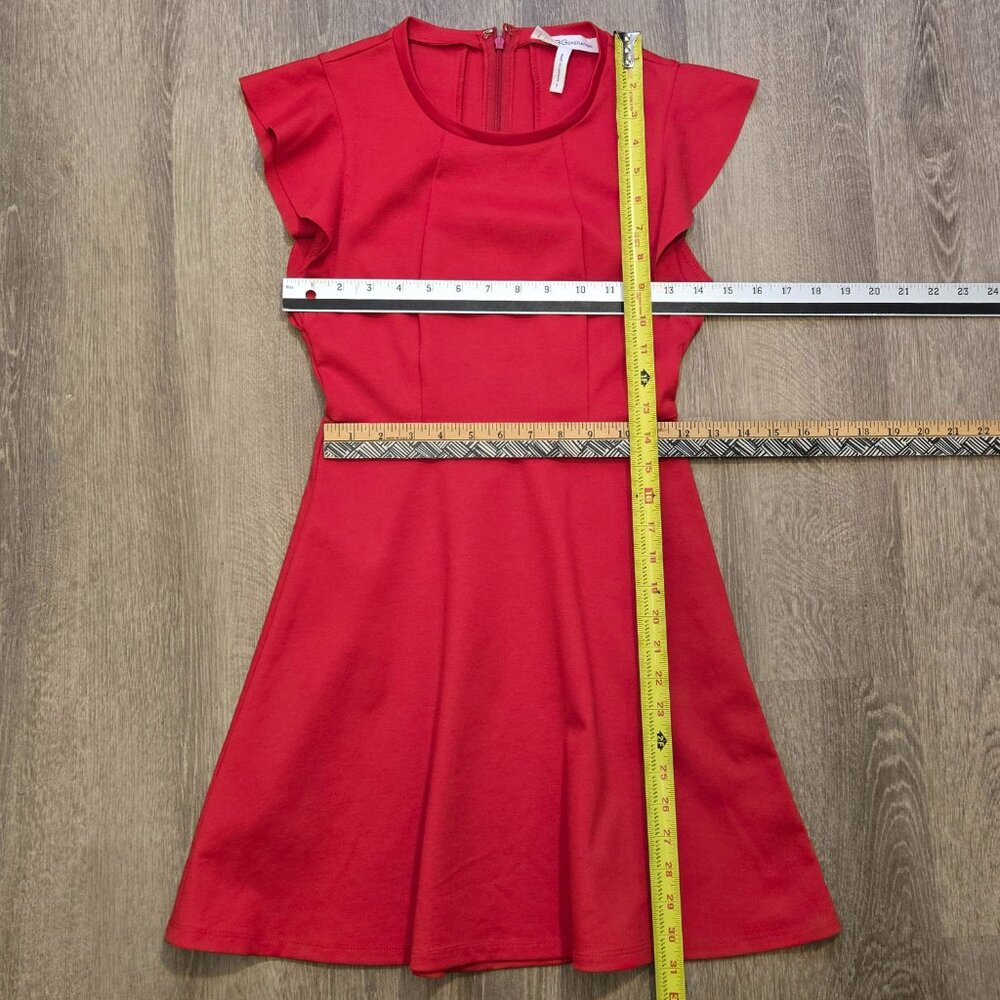 BCBG Generation red ruffle sleeveless dress Size 0 fit and flare cocktail Skater - Picture 5 of 8